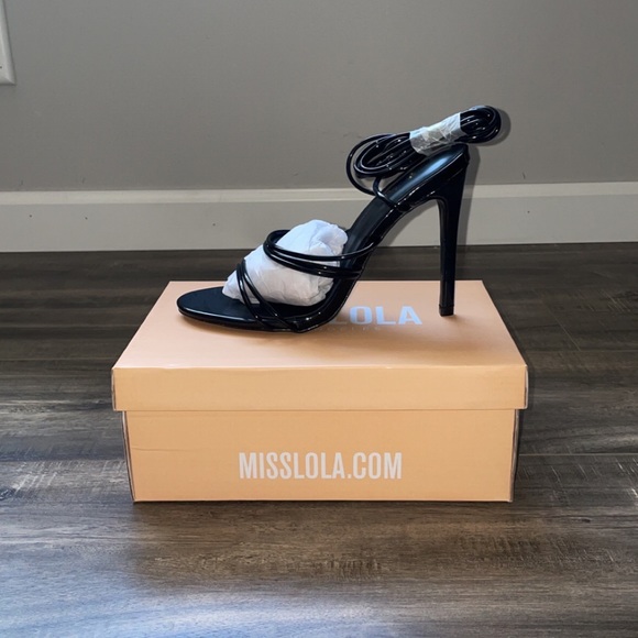 New Birthday Brunch Lace Up Black Heels - Picture 3 of 14